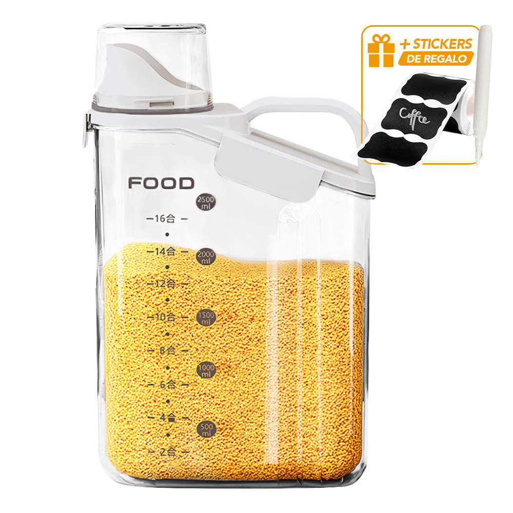 Frasco Contenedor Hermético 2500 ML BL F15 Y Sticker CA7 de Regalo