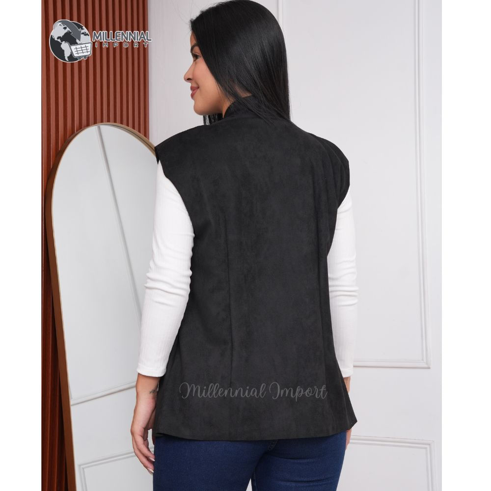 Chaleco para Mujer en Color Negro Elegante Corte Princesa en Tela