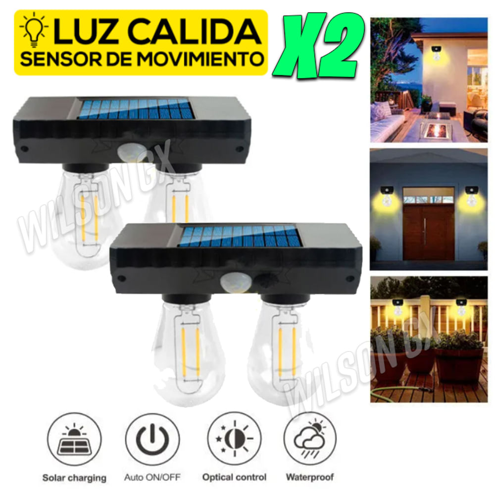 Combo 2 Luz Led Solar Doble Foco 2 en 1 Kit Lampara Reflector