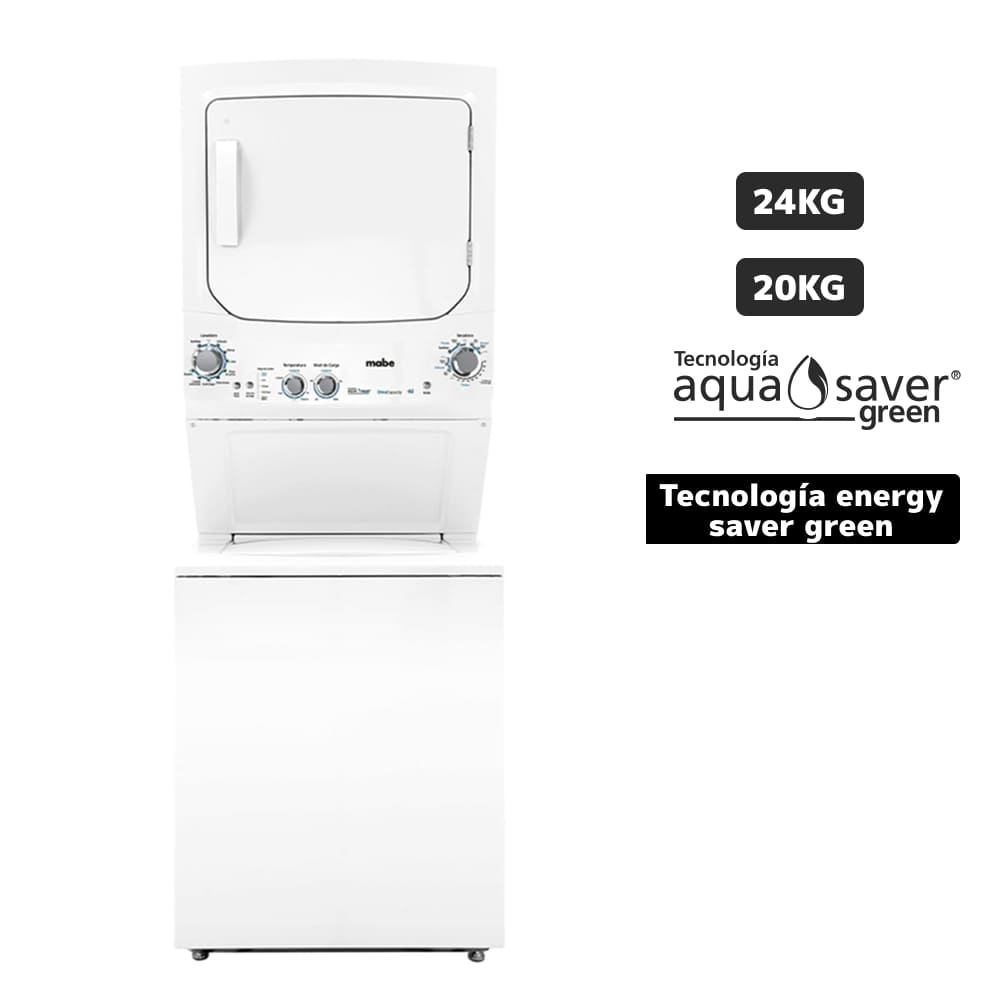 Centro de Lavado a Gas MABE Carga Superior/Frontal 24Kg/20Kg MCLP2440PSBB0 Blanco