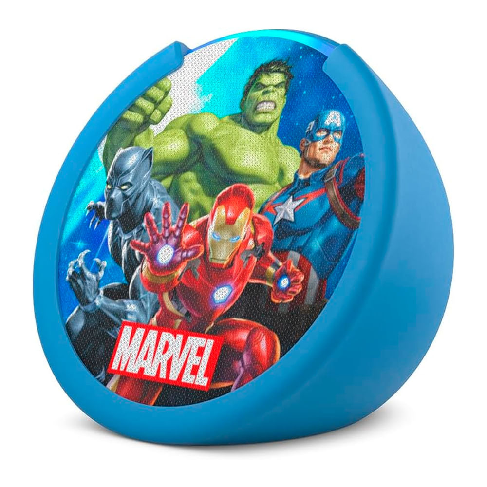 Echo Pop para Niños Parlante Inteligente Alexa Marvel Avengers Turquesa