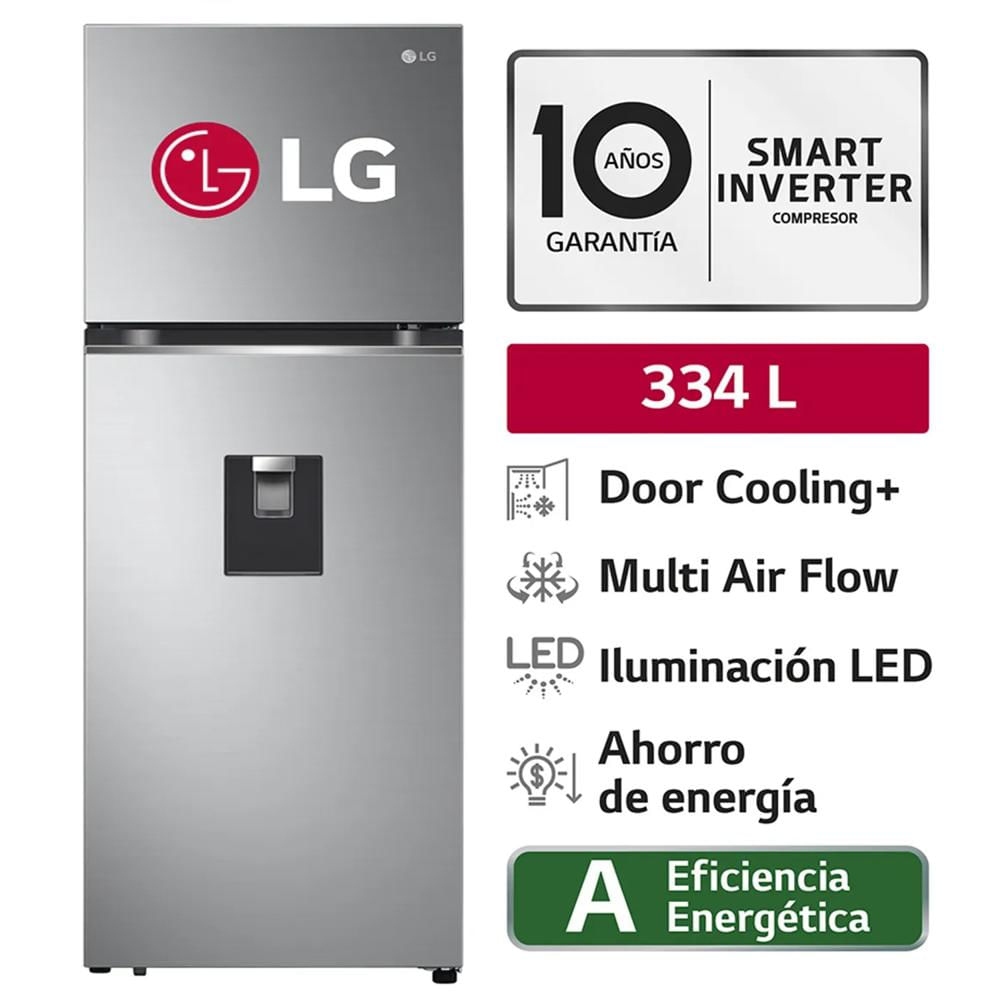 Refrigeradora LG GT33WPP Top Freezer Door Cooling 334L Plateado