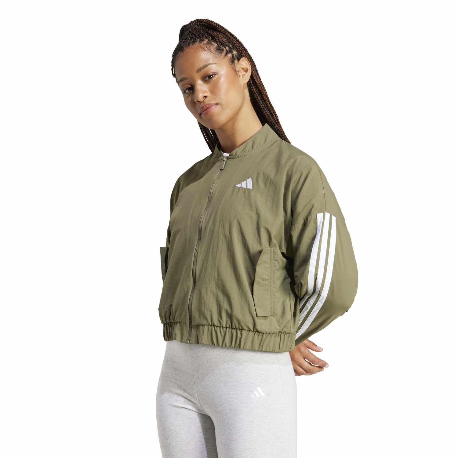 Casaca Deportiva Adidas Mujer Ess 3-Stripes Jd5320 Verde