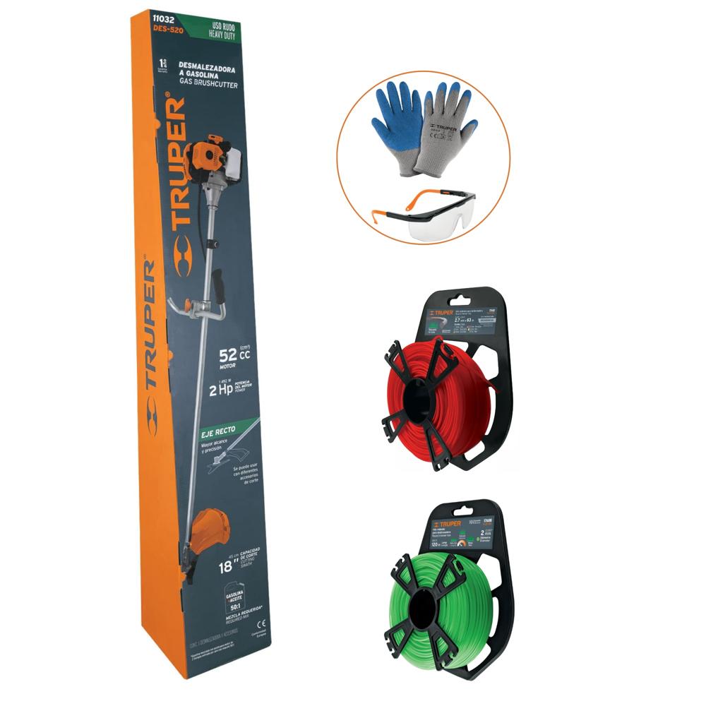 Desbrozadora podadora motoguadaña 2HP Combo arnes doble hilo 2 rollos