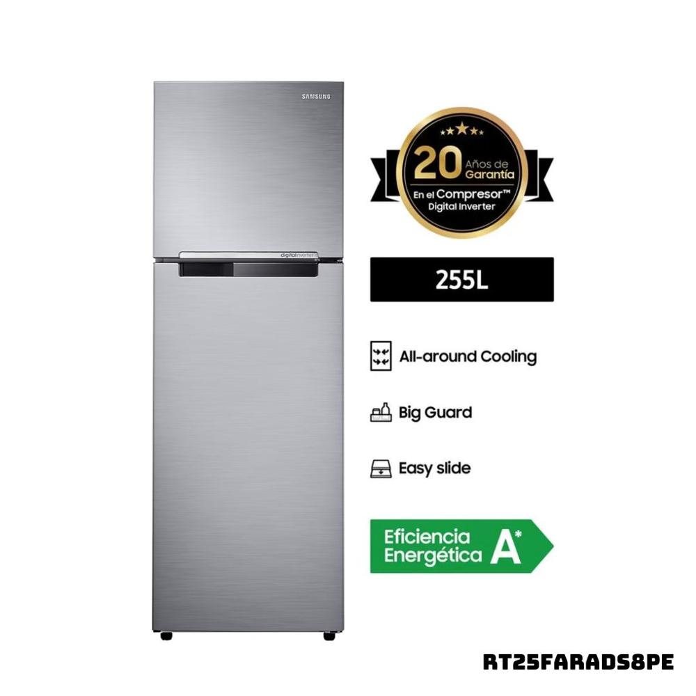 REFRIGERADORA SAMSUNG 255 L TOP FREEZER PLATEADO RT25FARADS8PE