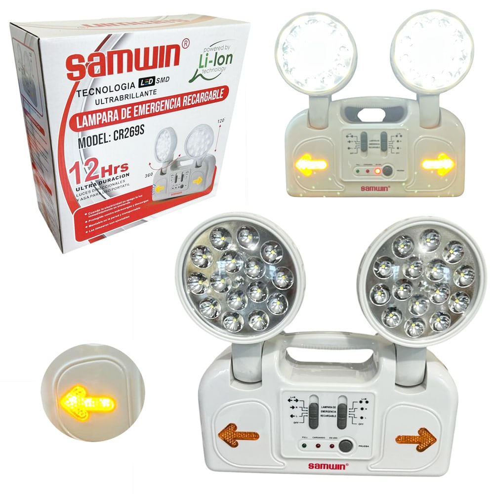 Luz Lampara Led de Emergencia Recargable Samwin 12 Horas Smd