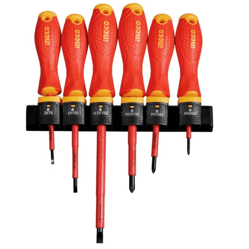 Set de 6 desarmadores dialectricos Ingco HKISD0608
