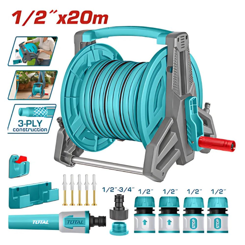 Carrete con Manguera 20M X 12 PVC con Accesorios