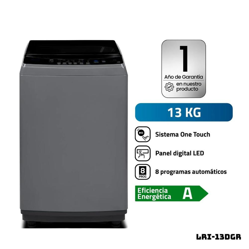 LAVADORA INDURAMA 13 KG ANTIENRREDO CARGA SUPERIOR GRIS LRI-13DGR