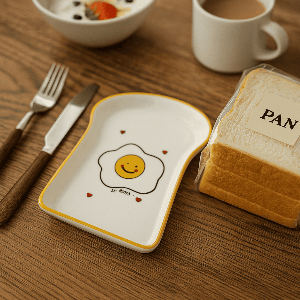 Plato en Forma de Pan con Diseño de Huevo Orange