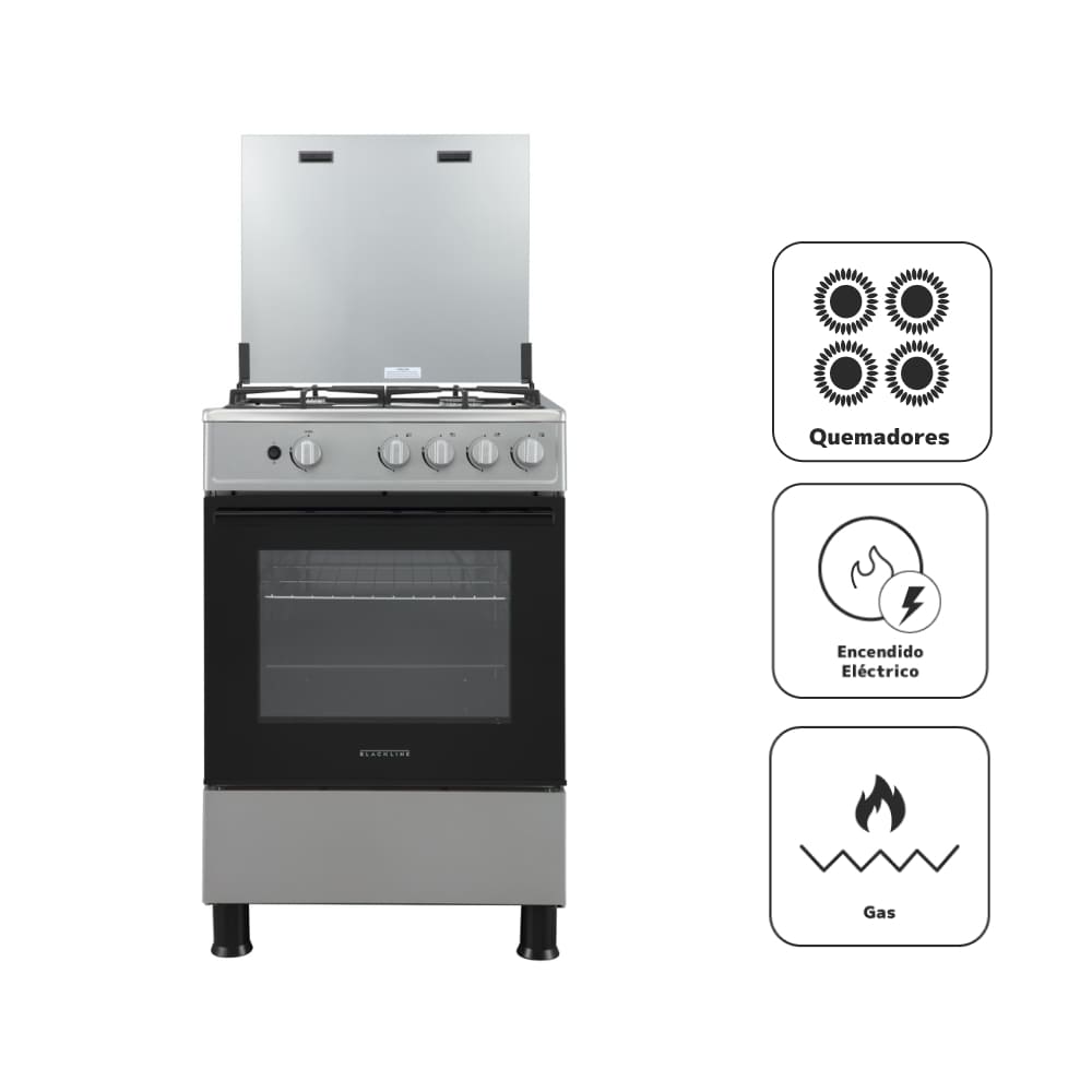 Cocina a Gas BLACKLINE 4 Quemadores 24T4G068B Silver