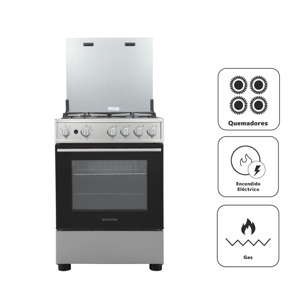 Cocina a Gas BLACKLINE 4 Quemadores 24T4G068P Acero Inoxidable