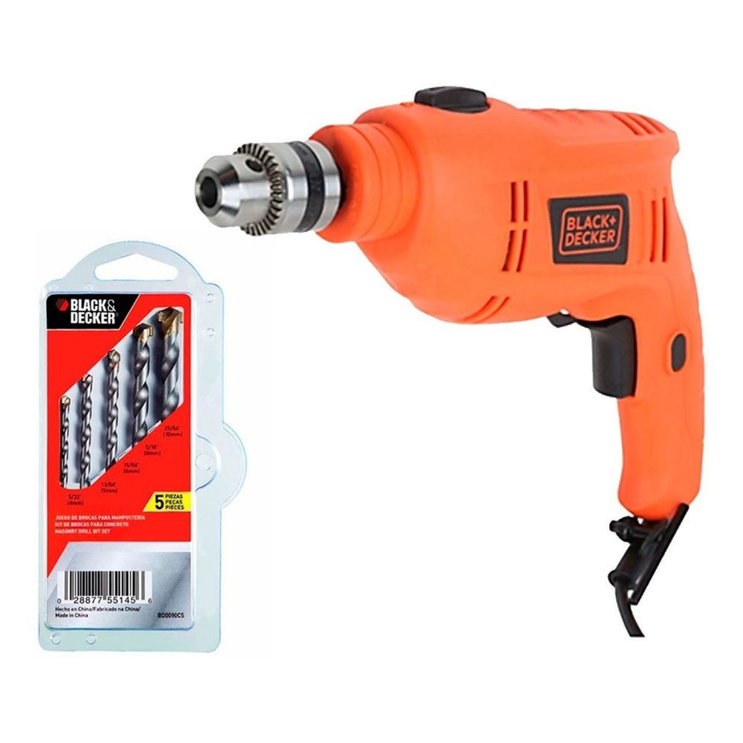 Kit Taladro Percutor Black and Decker 3/8 550w + Set 5 Pzas. Oechsle