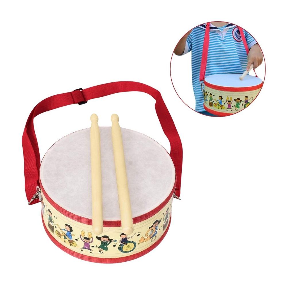 Tambor de Madera Infantil Rojo con Correa y 2 Baquetas Tambor de Madera Infantil Rojo con Correa y 2 Baquetas