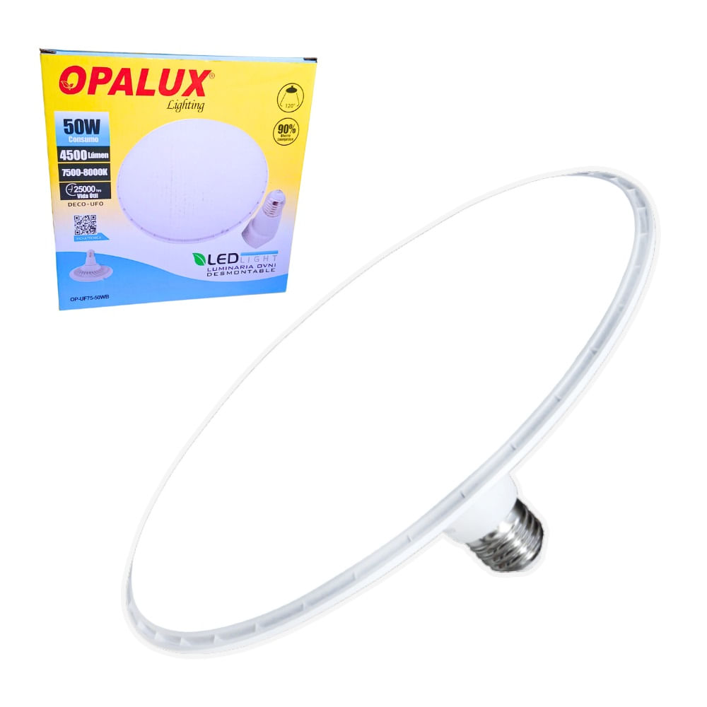 Luminaria Ovni Blanca Desmontable 50W Opalux 7500K 4200Lm OP-UF75-50WB Luminaria Ovni Blanca Desmontable 50W Opalux 7500K 4200Lm OP-UF75-50WB