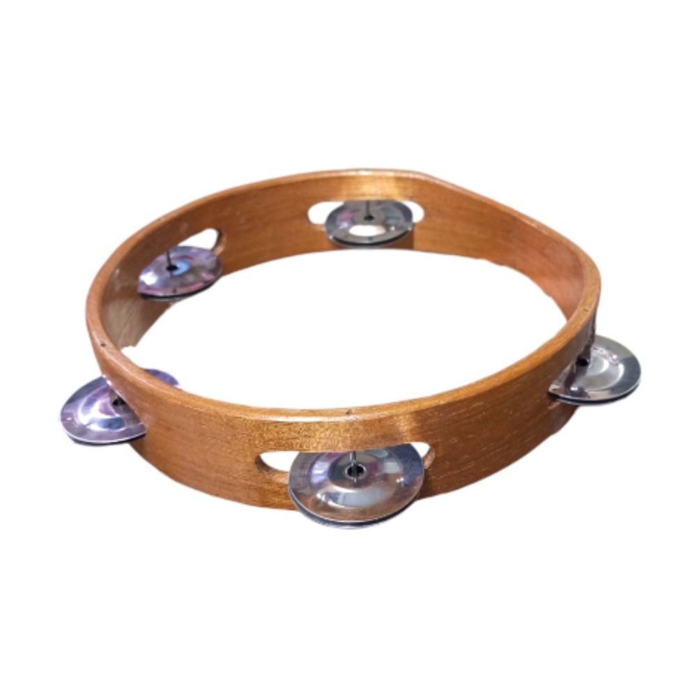 Pandereta de Madera 18cm con 5 Chapas Metálicas