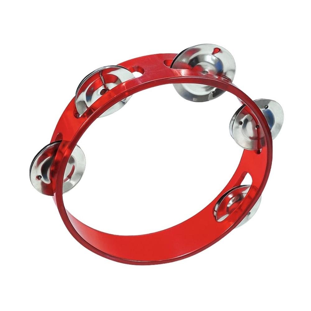 Pandereta de acrílico Rojo de 15cm con 5 chapas
