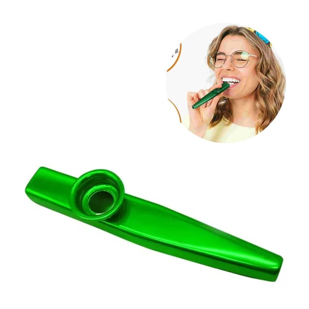 Kazoo de Metal Instrumento Musical Portátil - Verde Kazoo de Metal Instrumento Musical Portátil - Verde