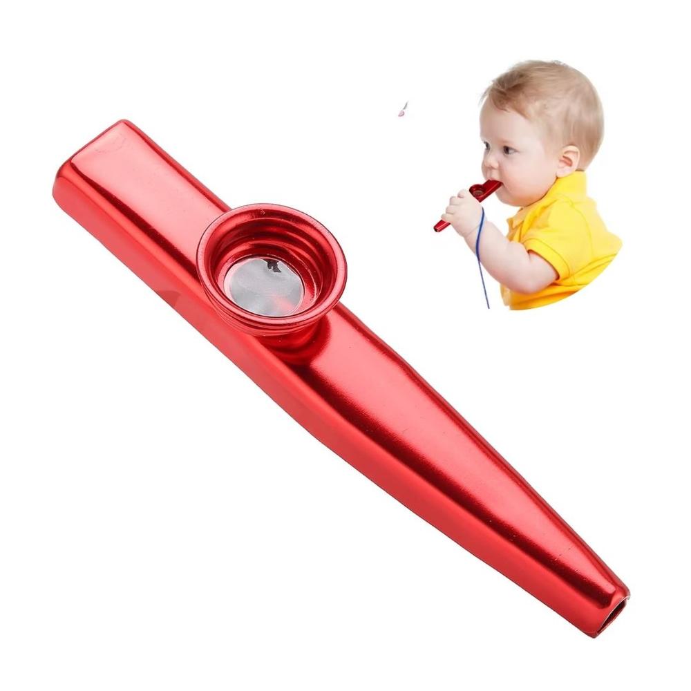 Kazoo de Metal Instrumento Musical Portátil - Rojo