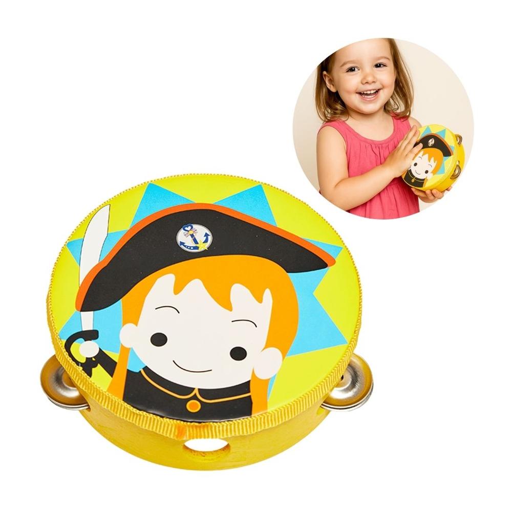 Pandereta Amarilla Infantil 20 cm con diseño para niños