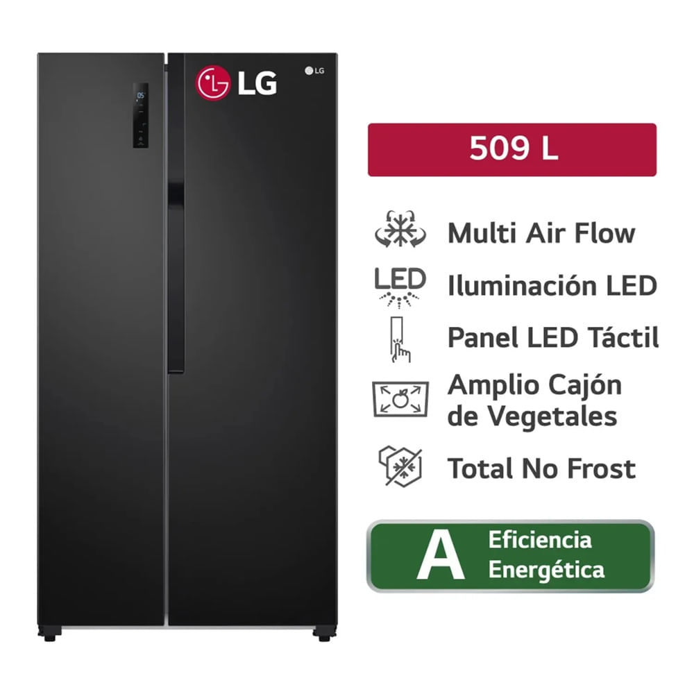 Refrigeradora Multi Air Flow Side By Side LG GS51MPD 509Lts Negro Refrigeradora Multi Air Flow Side By Side LG GS51MPD 509Lts Negro