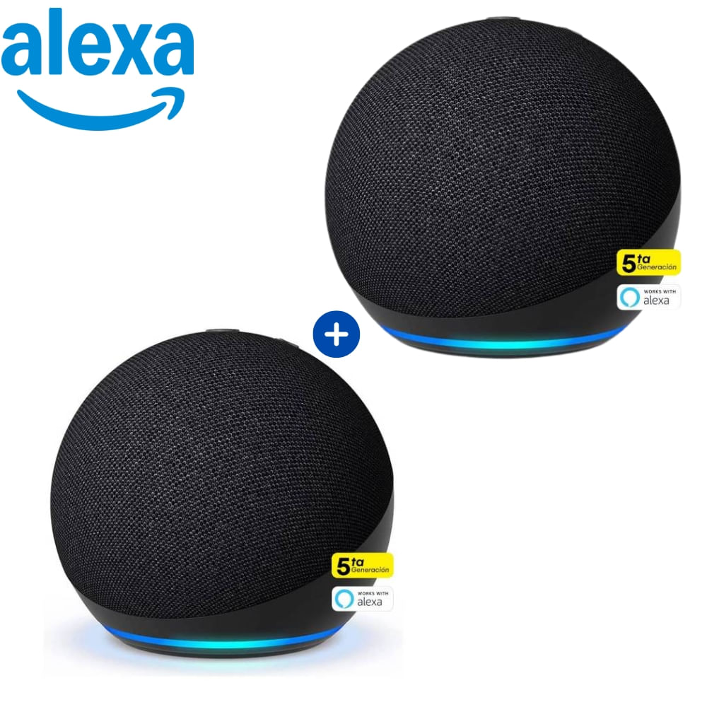 Pack 2X Parlante Amazon Alexa Echo Dot 5ta Generación Smart Hub Negro