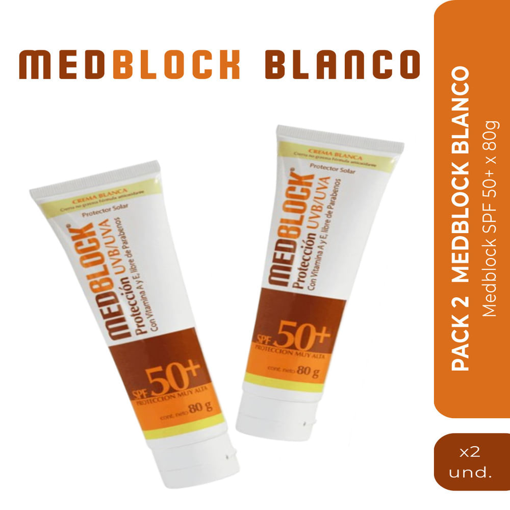 2 x 1 Protector solar - Medblock SPF 50+ Crema Blanca