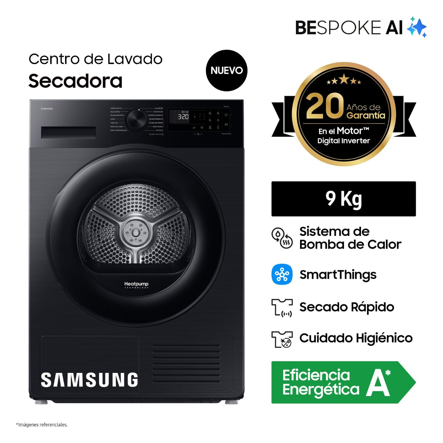 Secadora Samsung Bespoke AI 9Kg DV90CGC2A0ABPE Negra