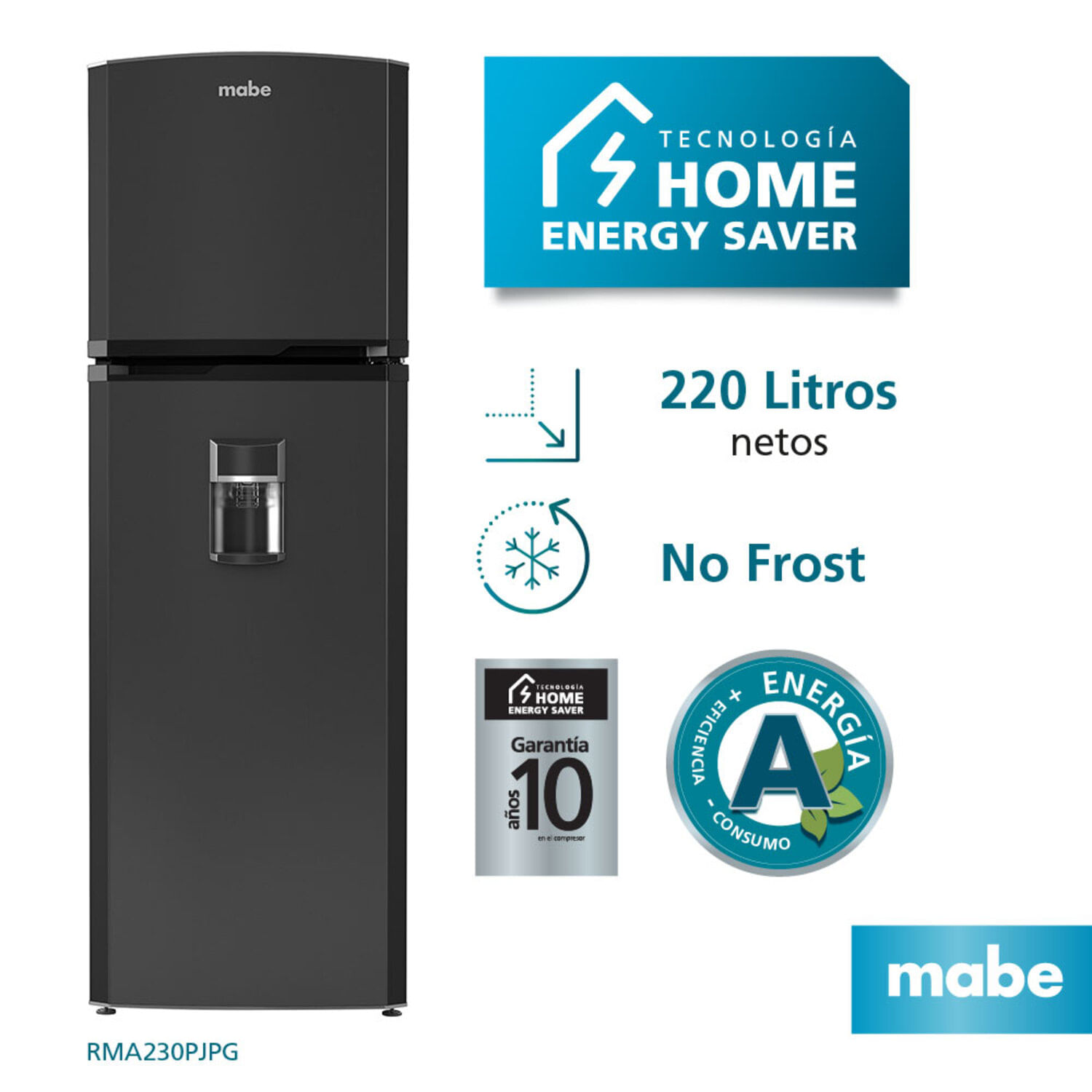 Refrigeradora Mabe No Frost RMA230PJPG 220L Grafito