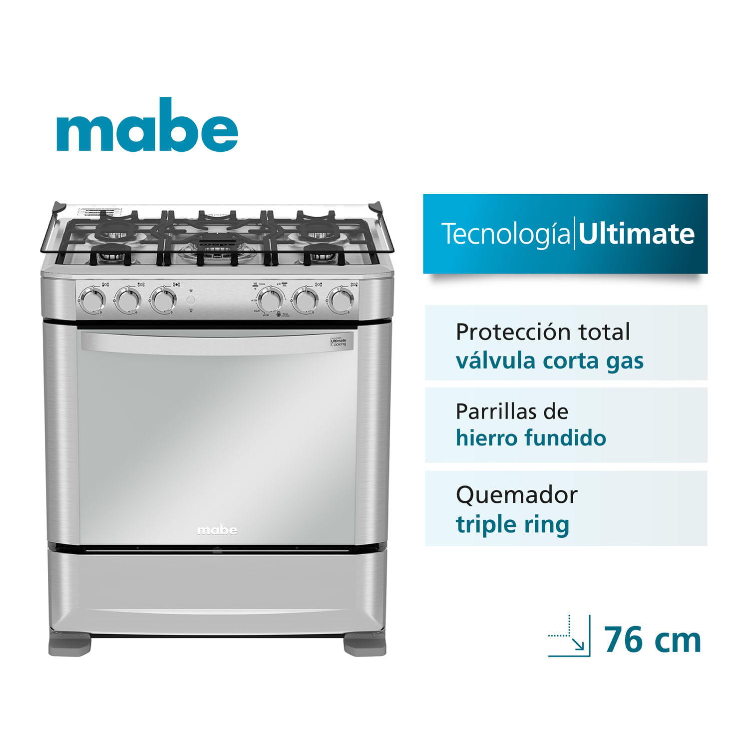 Cocina de piso 76cm Inox Mabe CMP7640FX0