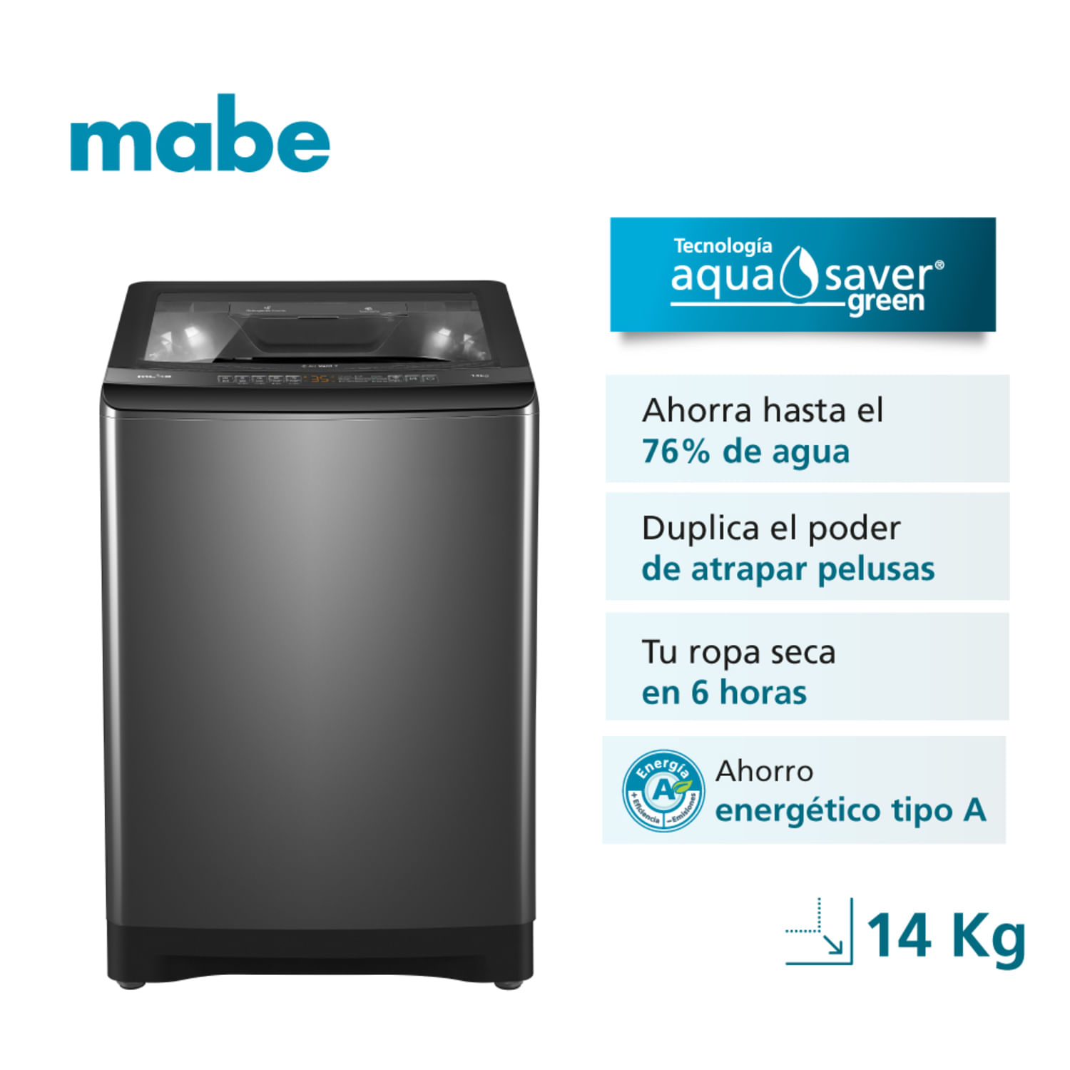 Lavadora Mabe LMA4120WDGBB0 14 Kg Diamond gray