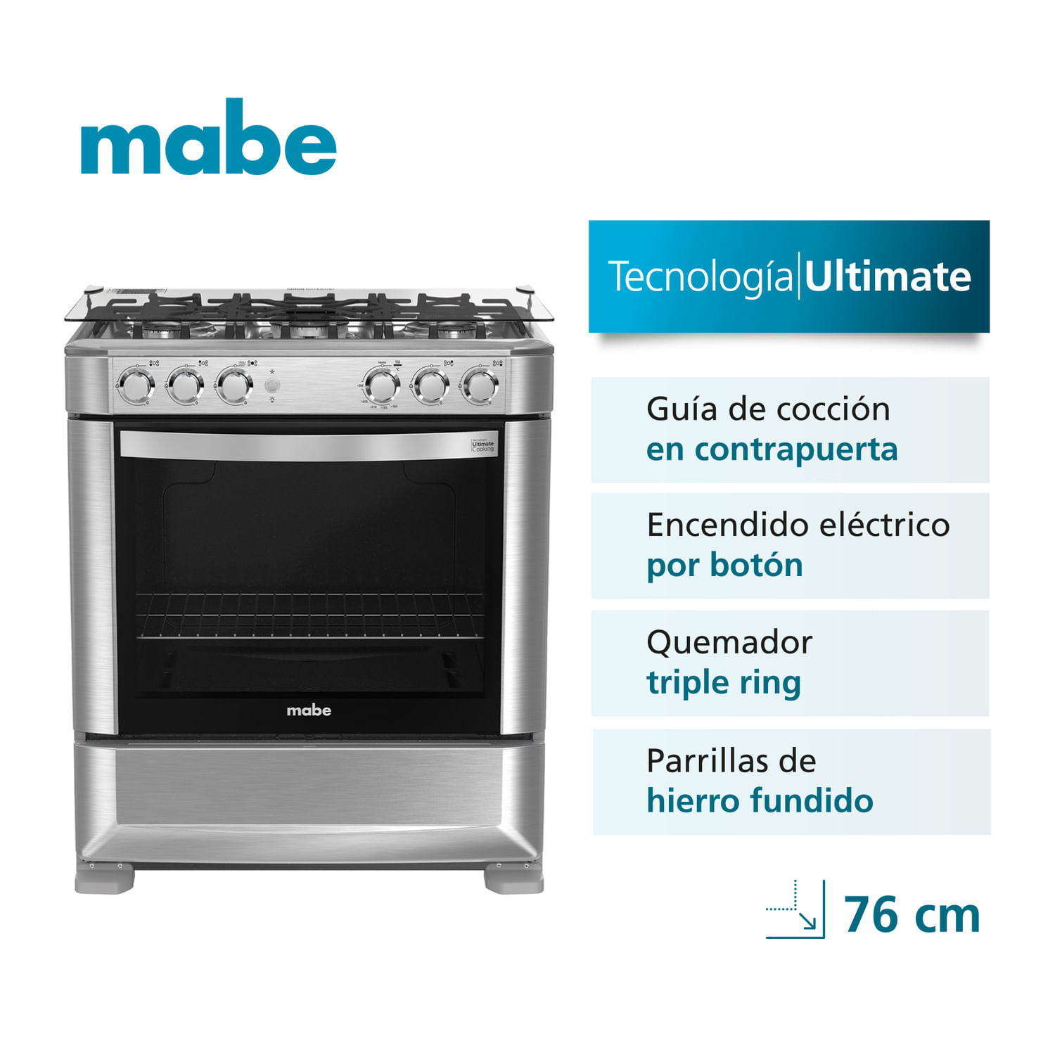 Cocina de piso 76cm Inox Mabe CMP7628FX0
