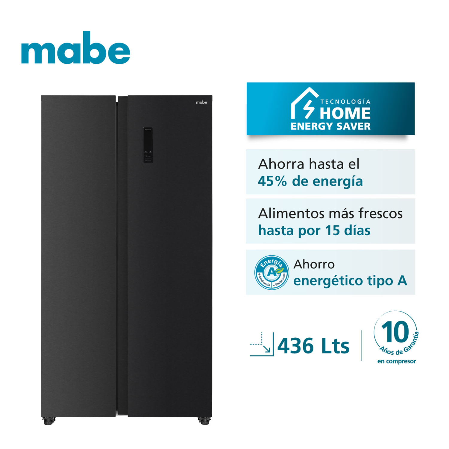 Refrigerador Mabe 436L Netos No Frost MSD480LPRPS0 Black Steel
