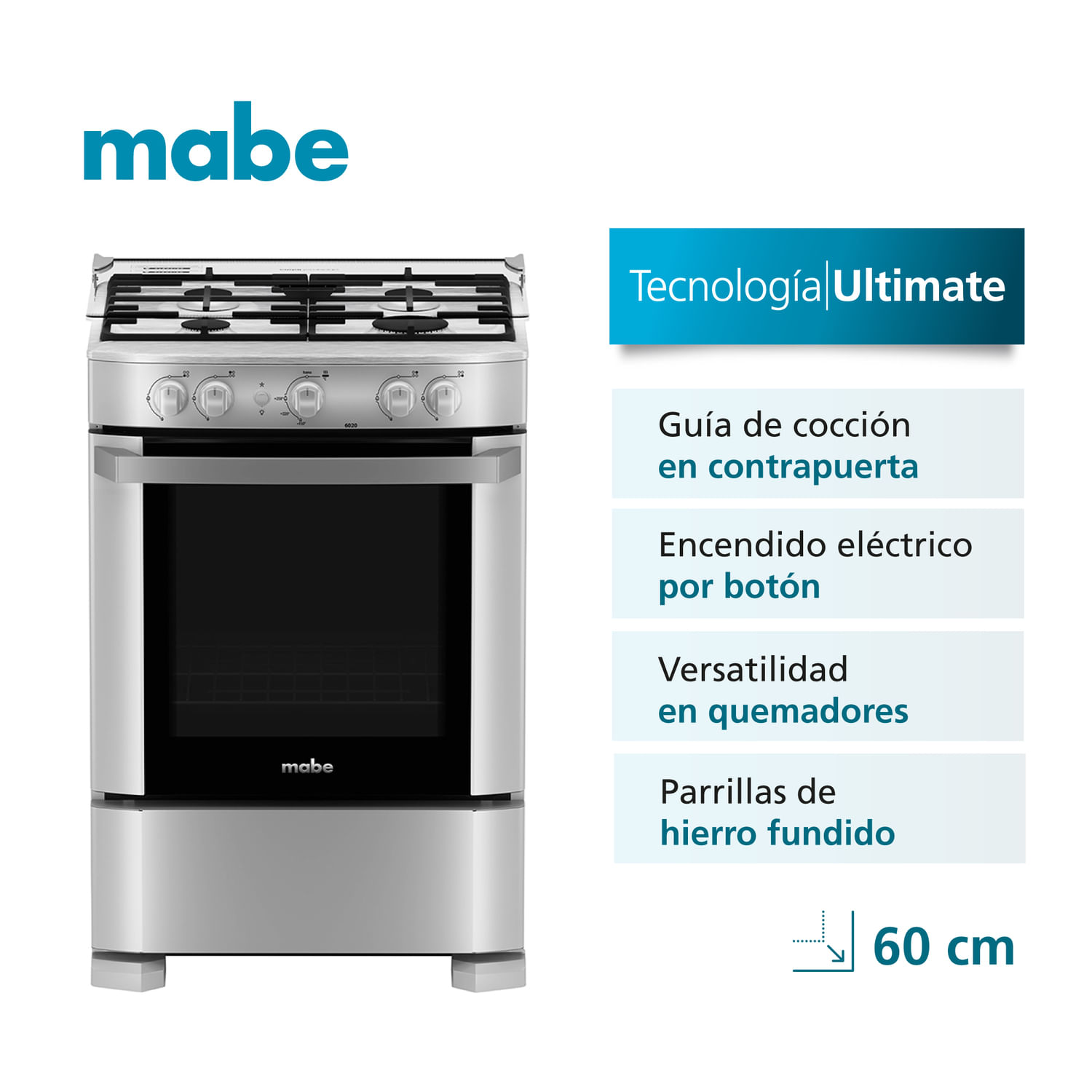 Cocina de piso 60cm Silver Mabe CMP6020FG1