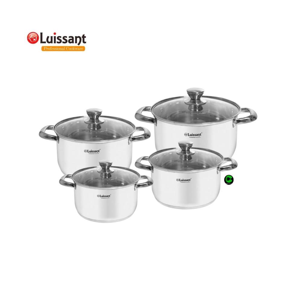 Set de ollas LUISSANT Acero Inoxidable LU-8270E 08 Piezas