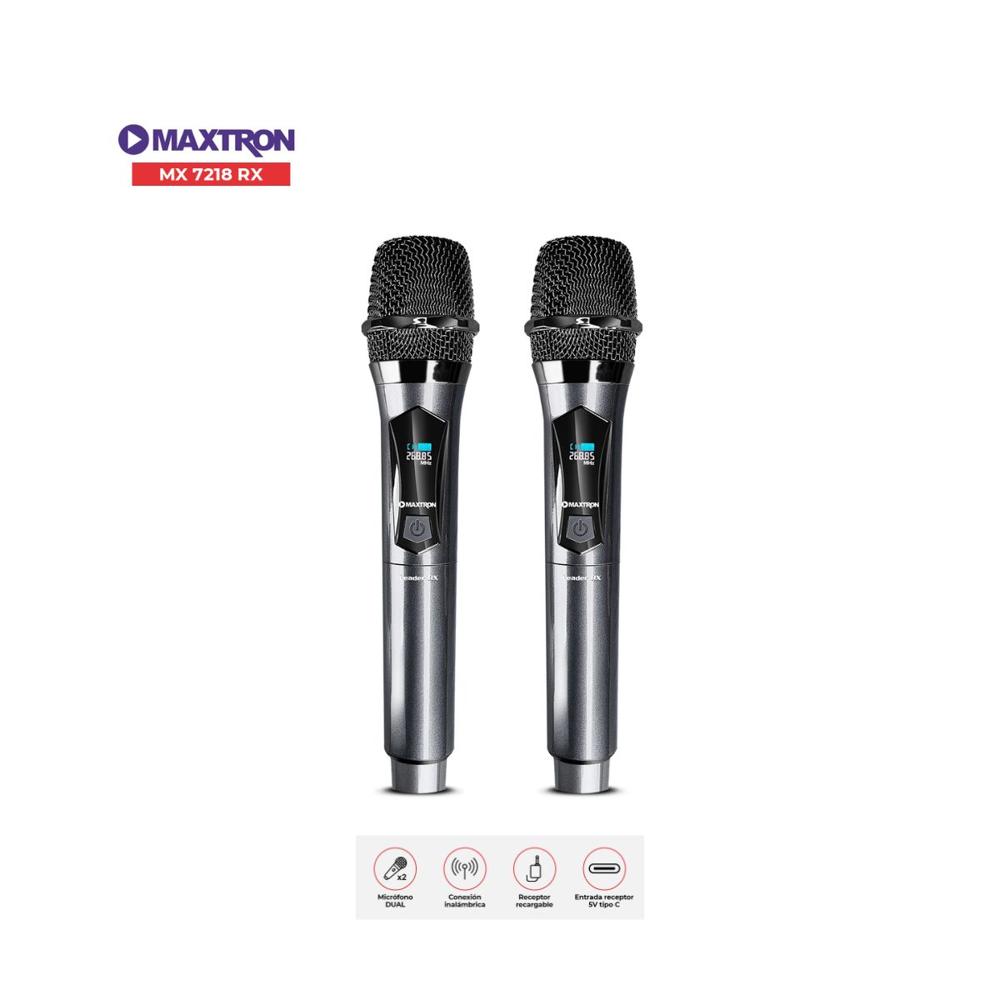 Micrófono Maxtron Profesional Dual Inalámbrico Leader MX 7218 RX