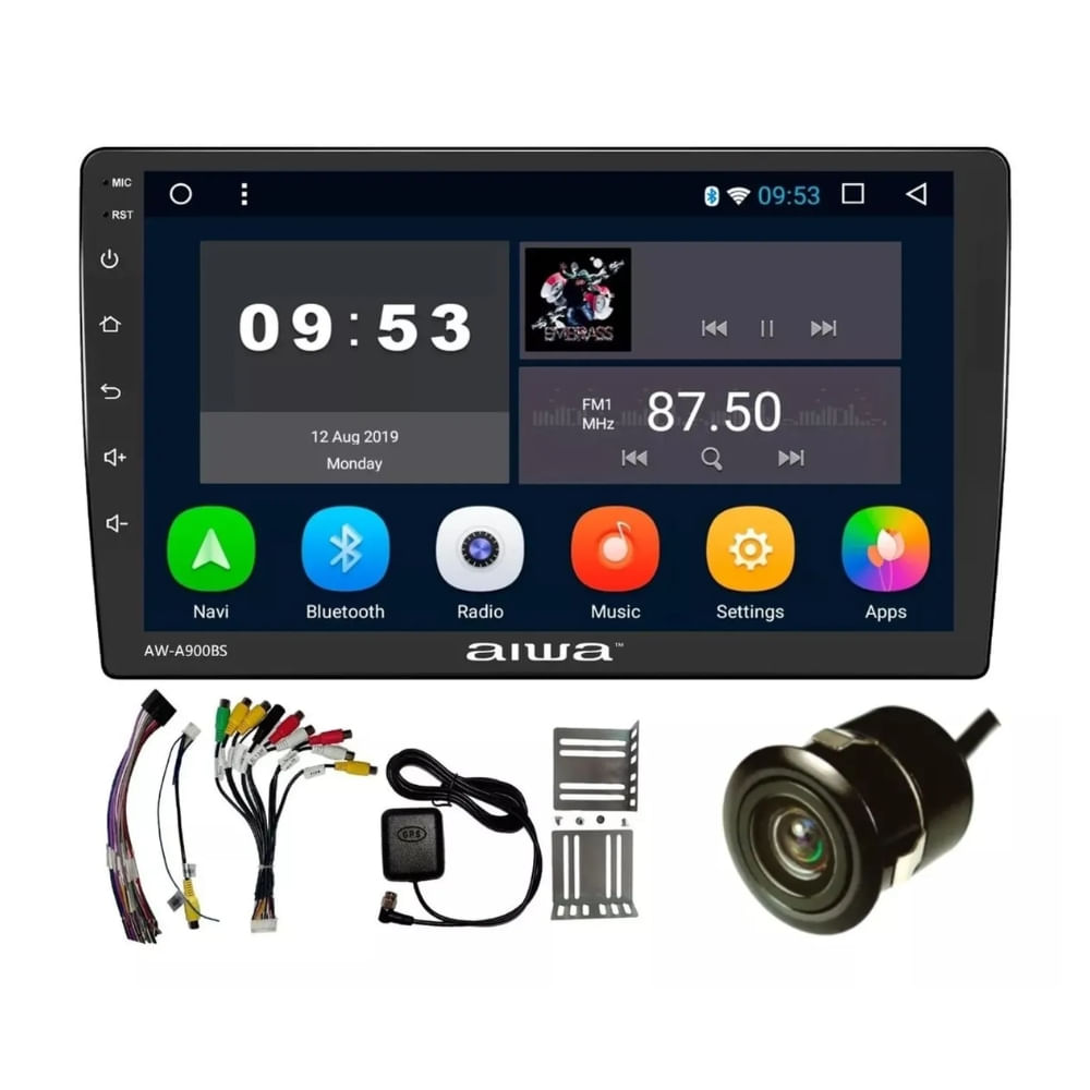 Autoradio Android Aiwa Quadcore 2GB + 32GB con Android Auto y Carplay Wifi BT 9"" HD AW-A900BS