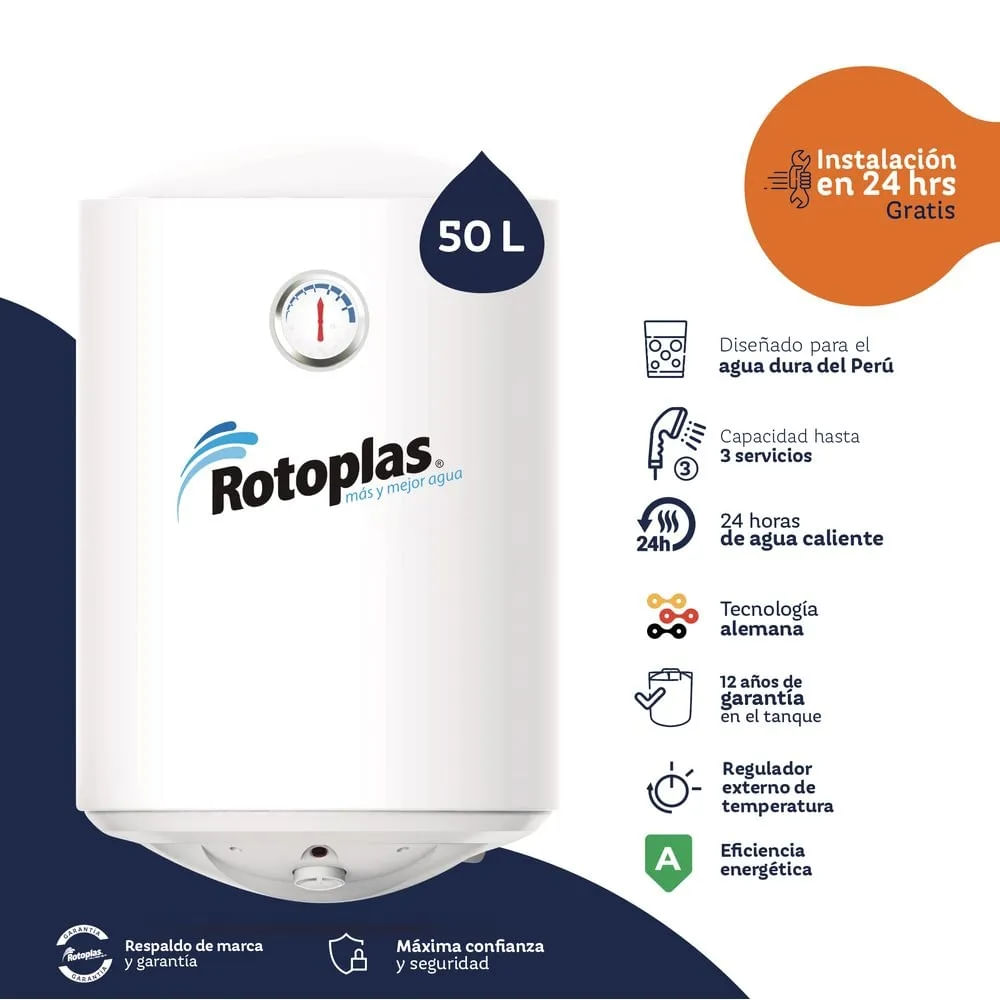 Terma Eléctrica de Acumulación Duraterma 50L Rotoplas - 500370