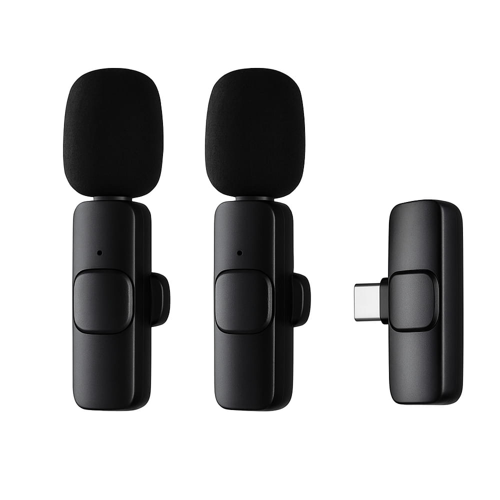 Microfono Inalambrico M20 de Solapa Dual Para Celulares iPhone O Tipo C 2 En 1