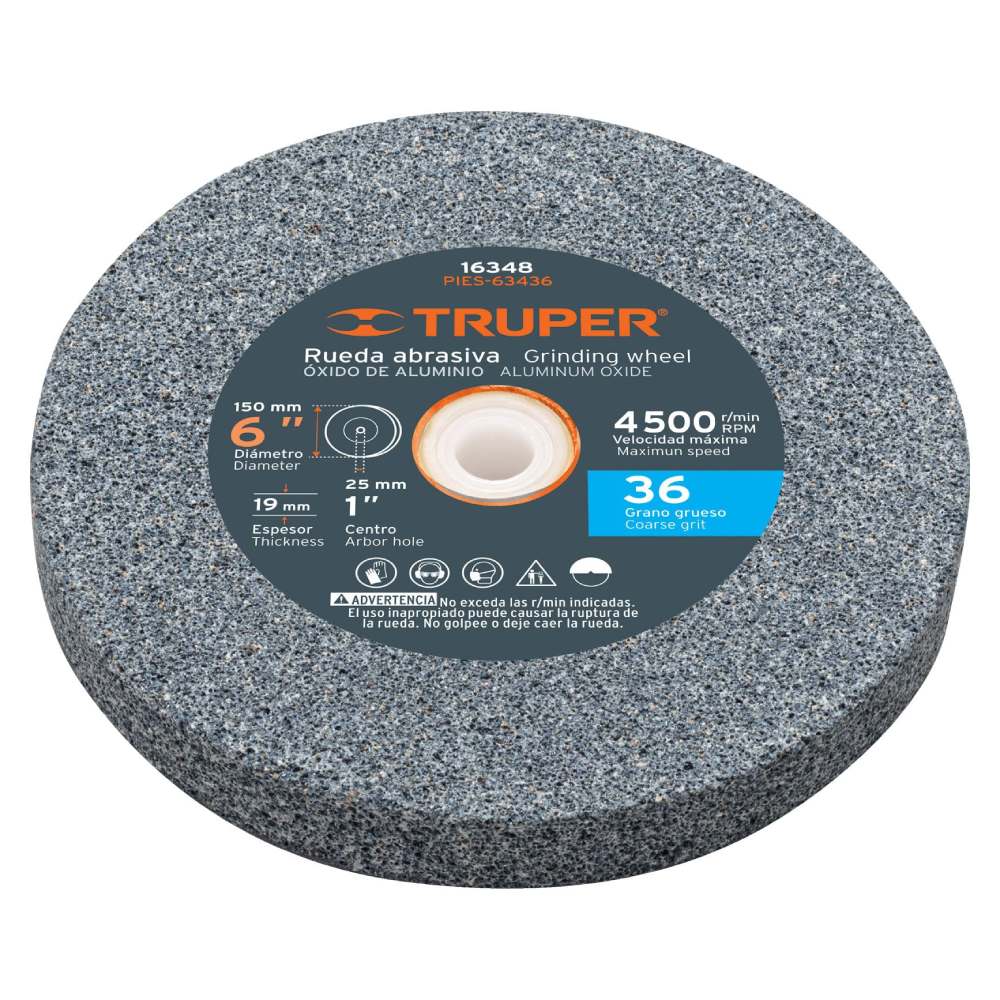 Piedra para Esmeril 6" Grano 36 Truper 16348