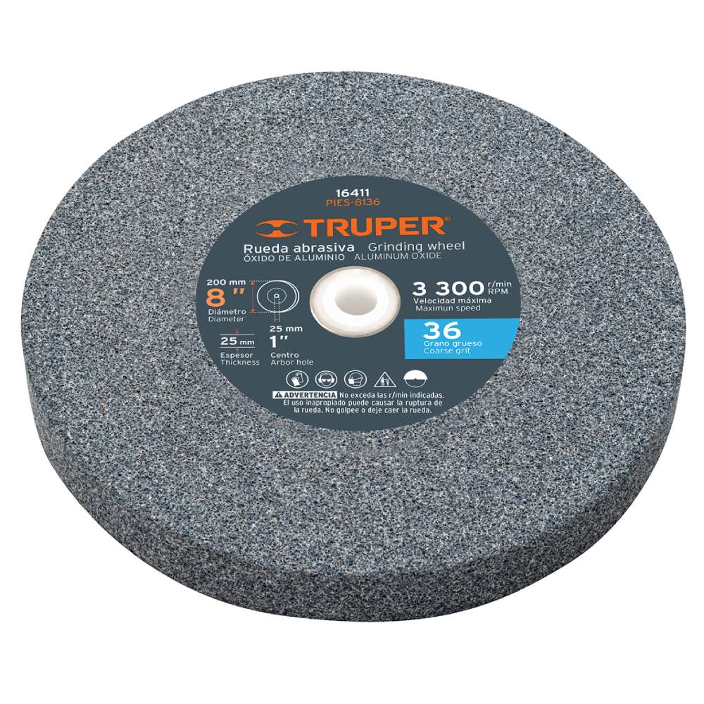 Piedra para Esmeril 8" Grano 36 Truper 16411