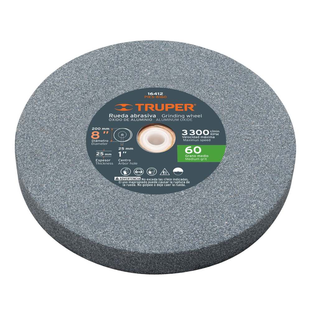 Piedra para Esmeril 8" Grano 60 Truper 16412