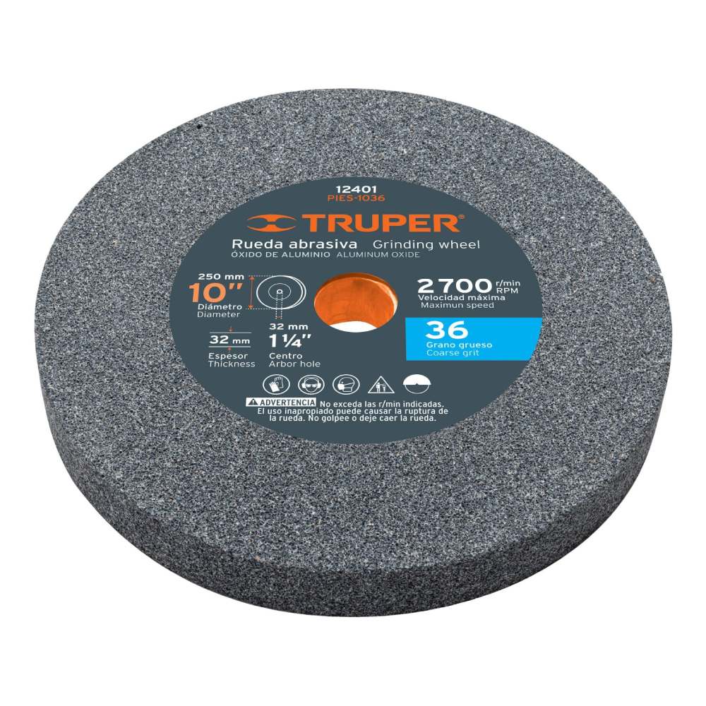 Piedra para Esmeril 10" Grano 36 Truper 12401