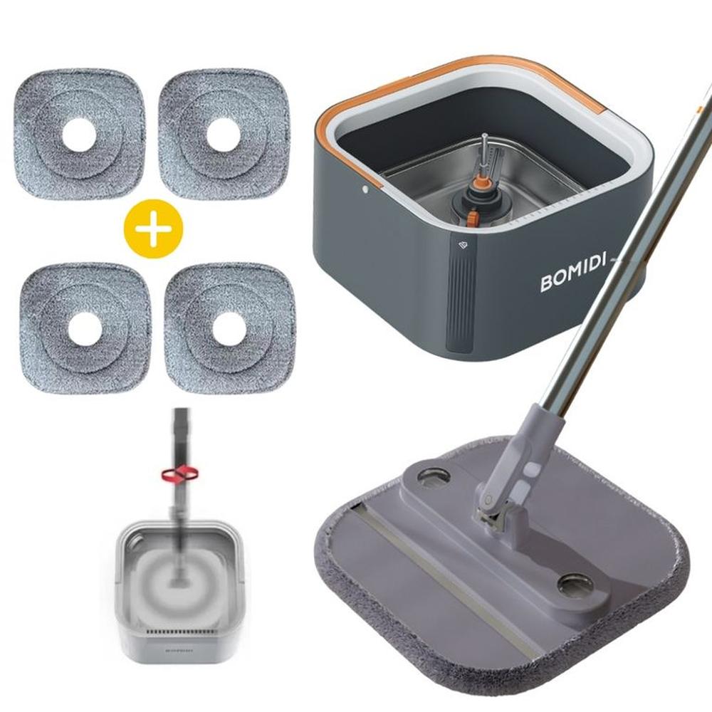 Trapeador Giratorio Microfibra Set 4 Mopas Bomidi M20 Gris