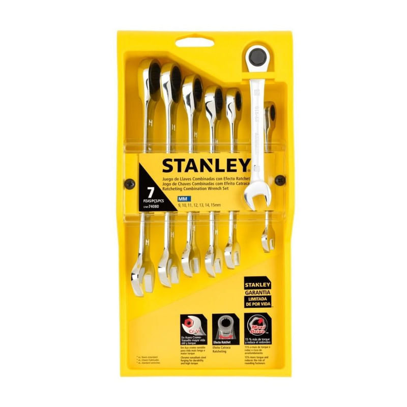Juego de llaves ratch x7 piezas Stanley