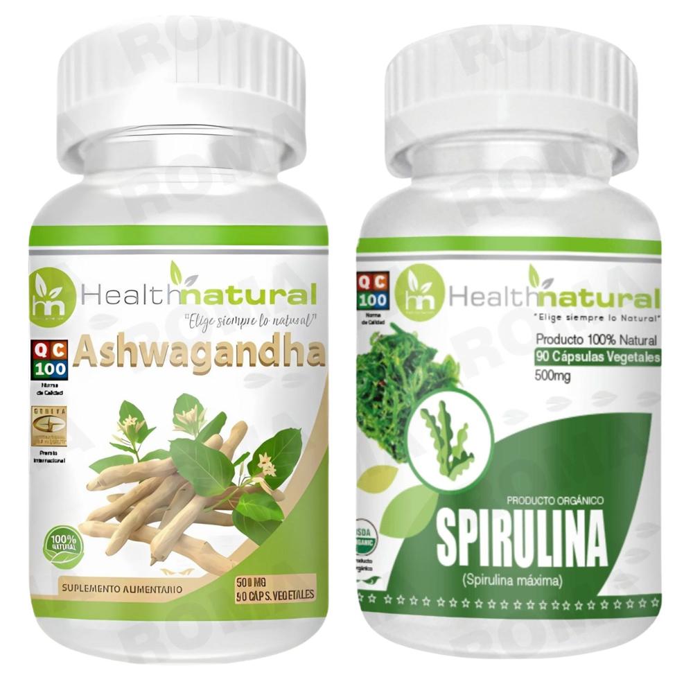 ASHWAGANDHA HEALTHNATURAL 500MG + SPIRULINA HEALTHNATURAL 500MG
