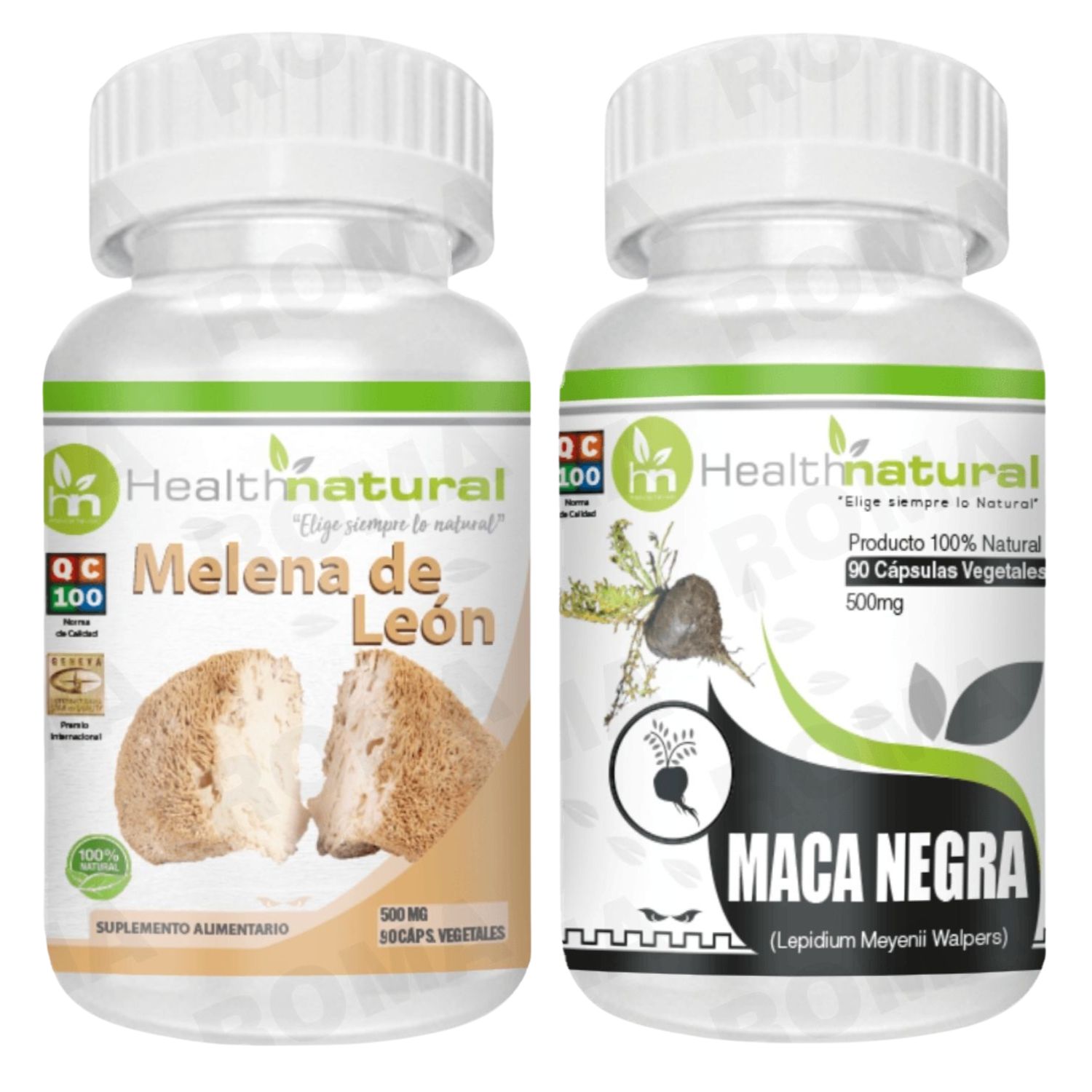 MELENA DE LEÓN HEALTHNATURAL 500MG + MACA NEGRA HEALTHNATURAL 500MG