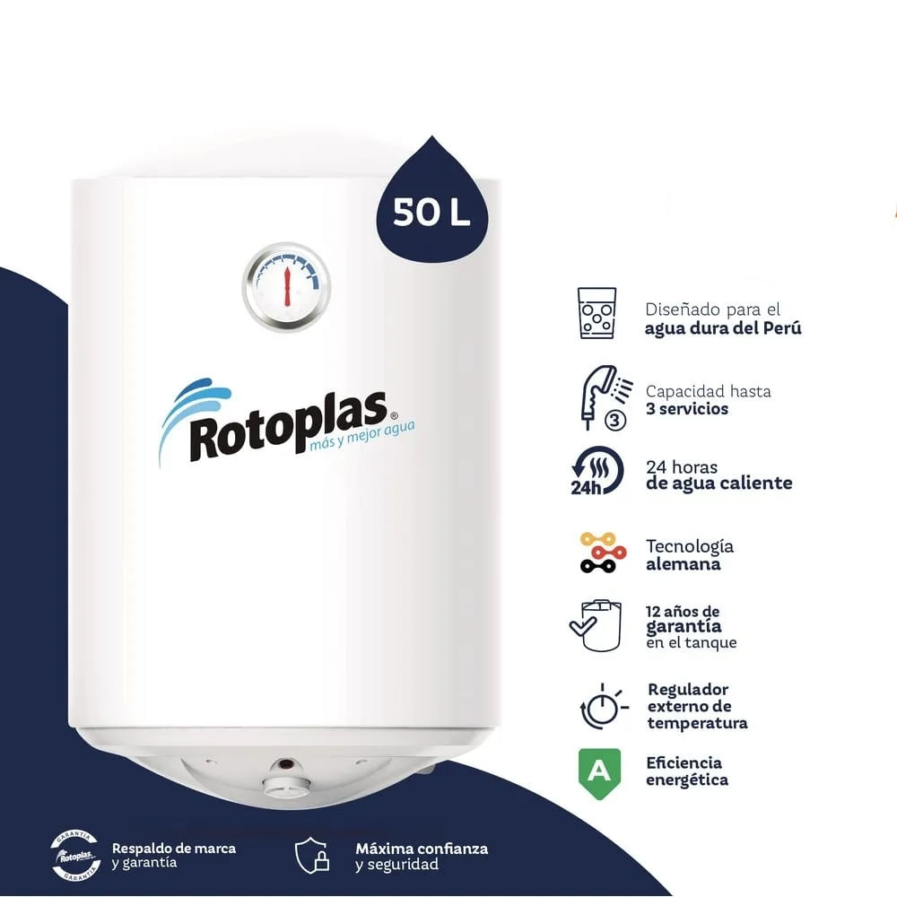 Terma Eléctrica de Acumulación Duraterma 50L- 500370 - Rotoplas