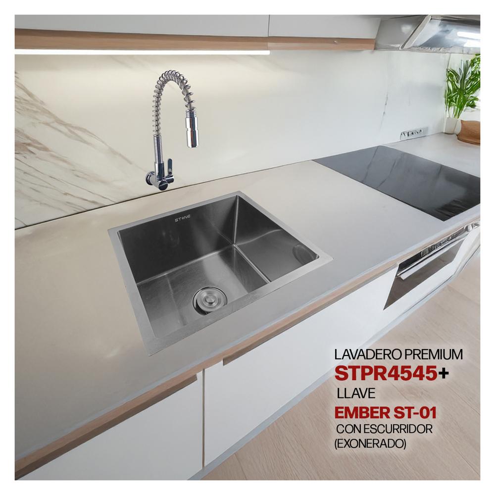 Combo De Lavadero Premium STPR4545 + Llave Ember ST-01 Con Escurridor (Exonerado)