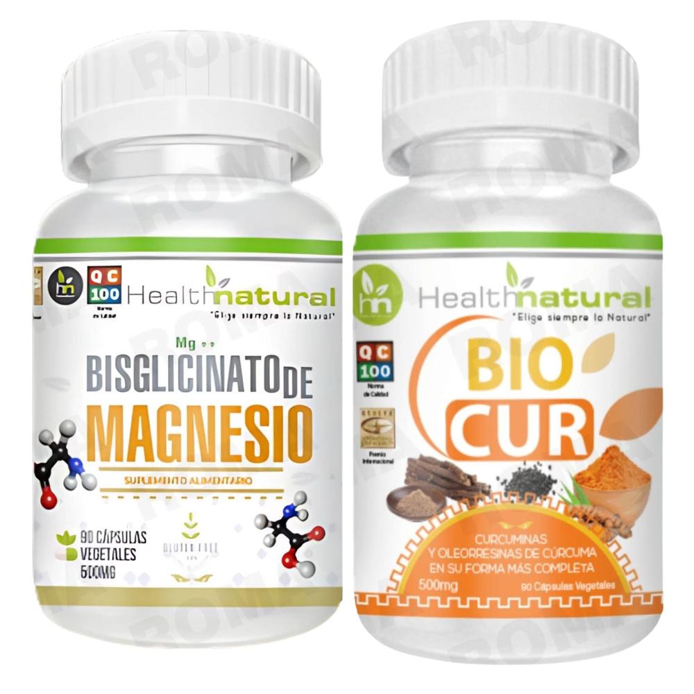 BISGLICINATO DE MAGNESIO HEALTHNATURAL + BIOCUR HEALTHNATURAL 500MG